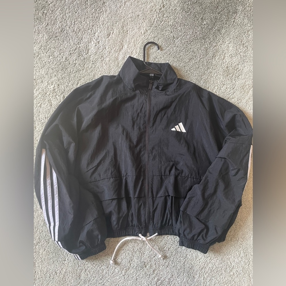 Adidas black & white windbreaker